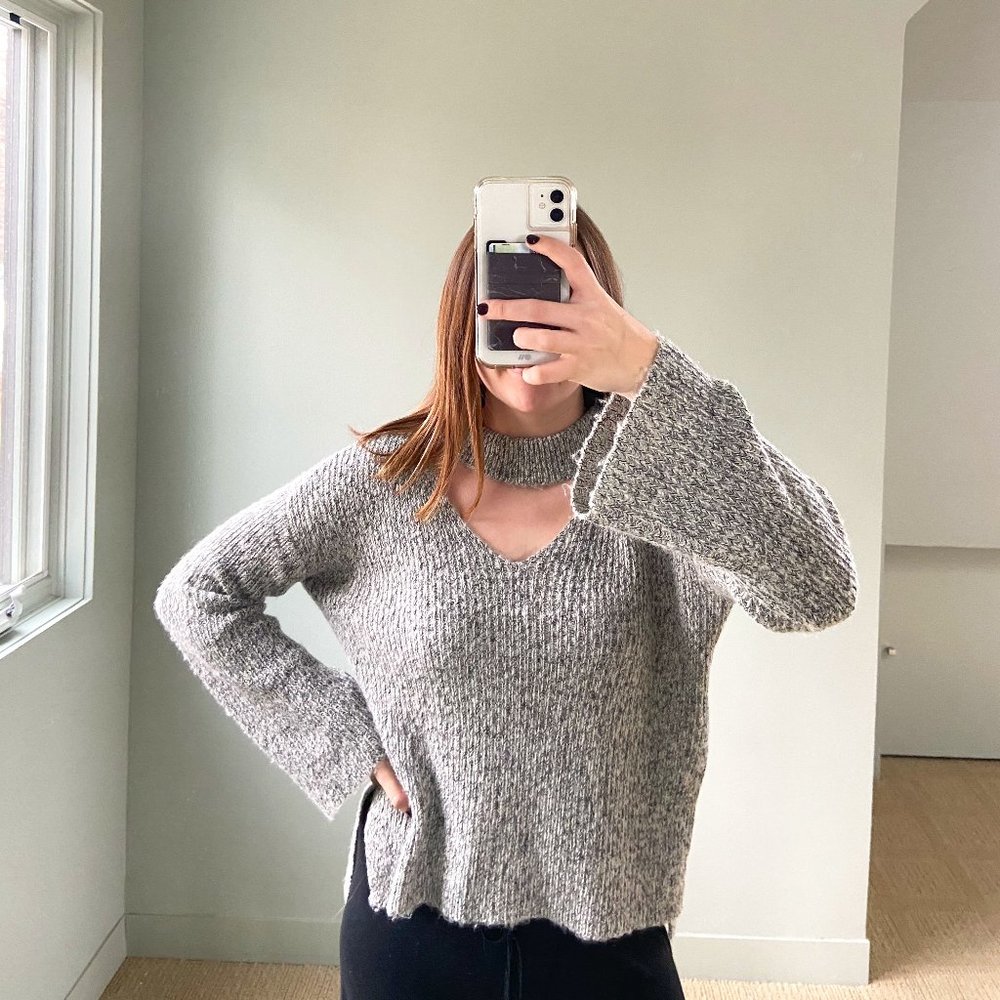Grey cutout sweater